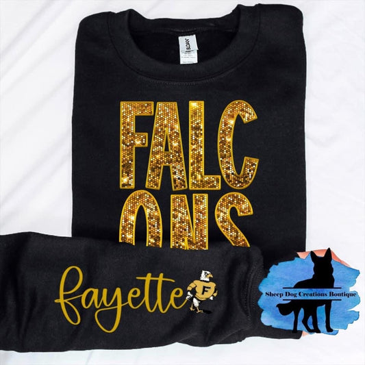 Falcon Sequin Faux Embroideryw/sleeve print