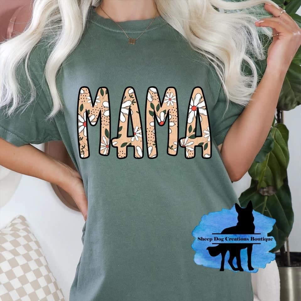 Mama floral Comfort Colors tee