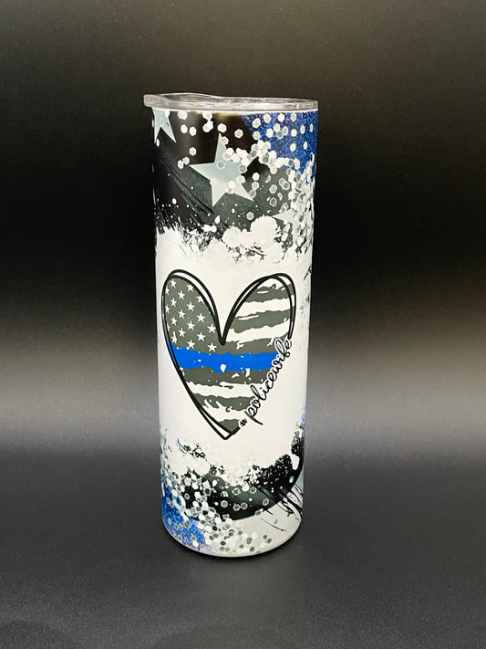 Police wife heart Sublimation Tumbler 20 oz